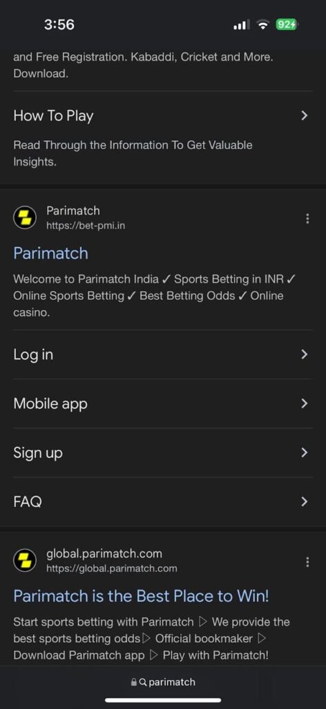 Parimatch on iOS