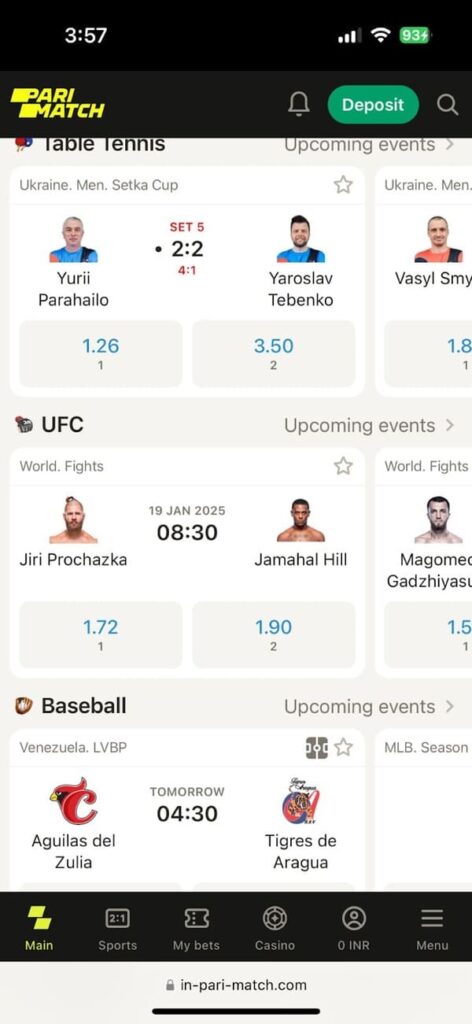 Parimatch Live Betting