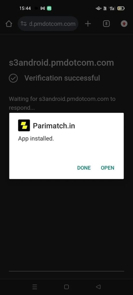 Parimatch app installation