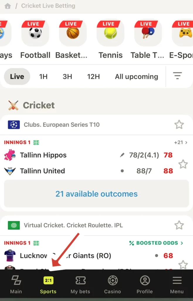 Parimatch app sports betting options