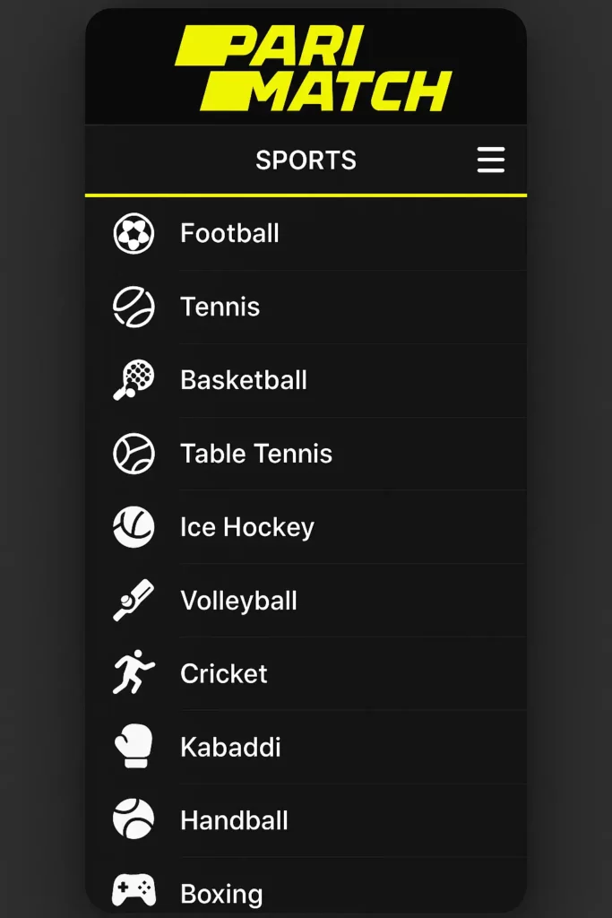 Parimatch sports betting options