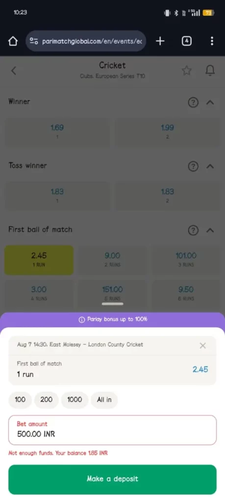 Cricket Betting Type