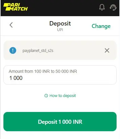 Parimatch money deposit
