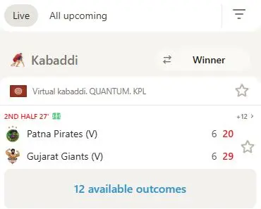 kabaddi betting Primatch