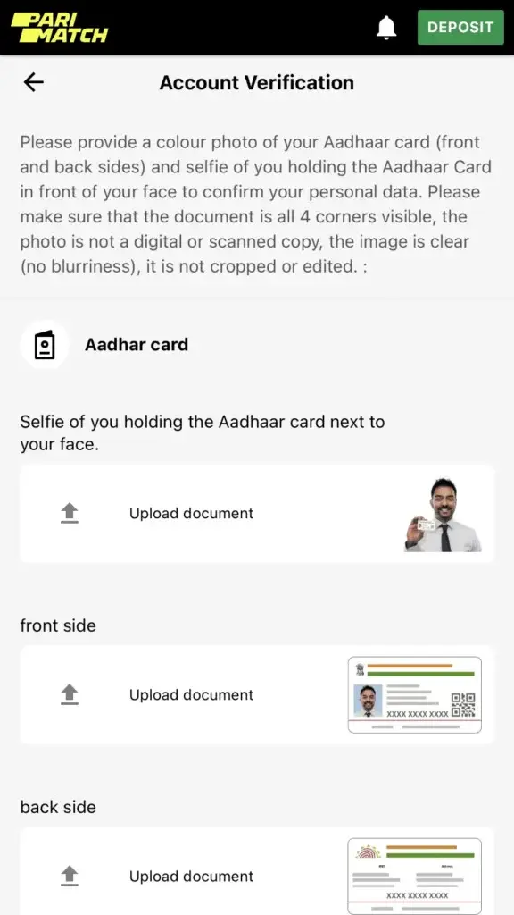 Parimatch KYC Verification