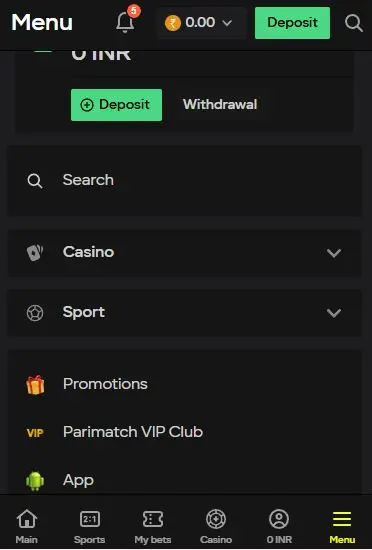 Parimatch casino games & sports betting