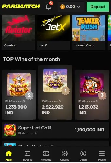 Parimatch casino games