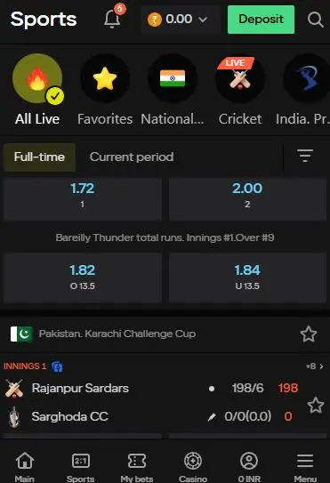 Parimatch sports bet