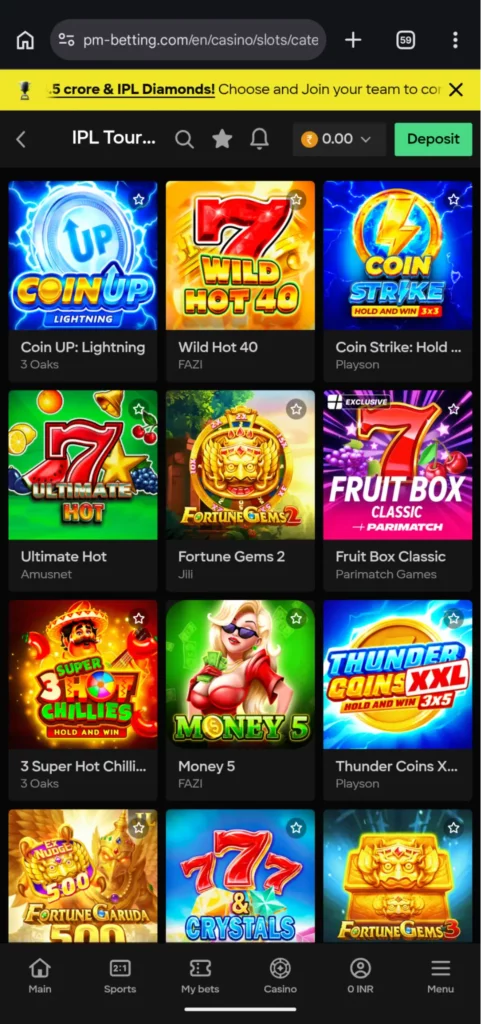 IPL Slot games at Parimatch