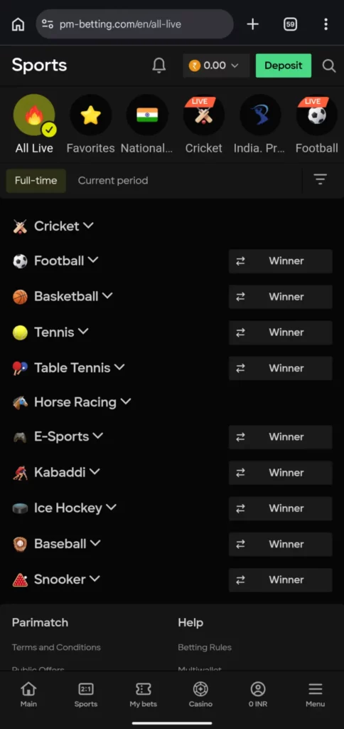 Parimatch sports welcome bonus