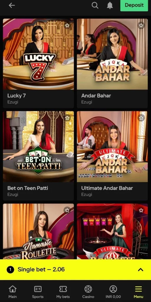 Live Casino Betting Parimatch