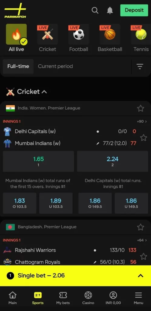 Parimatch match today